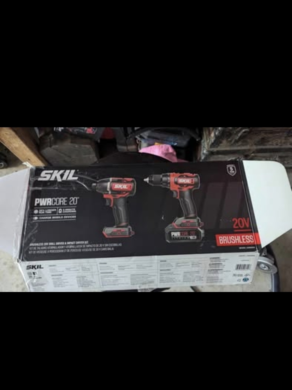 SKILL  20V Brushless Cordless Drill/Impact Driver Kit - Red/Black